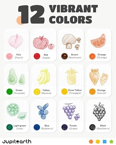 JUPITEARTH 12 Colors Egg Crayons for Toddlers 1-3, Palm-Grasp Non Toxic Jumbo Washable Crayons for Kids, Fat Brain Toys for Preschool Art Supplies and Perfect Easter Gifts for Boys and Girls thumbnail 7