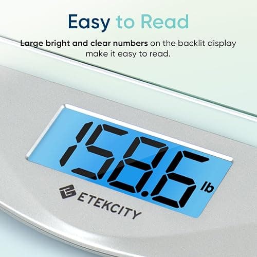 Etekcity Digital Body Weight Bathroom Scale, Large Blue LCD Backlight Display, High Precision Measurements,6mm Tempered Glass, 400 Pounds thumbnail 3