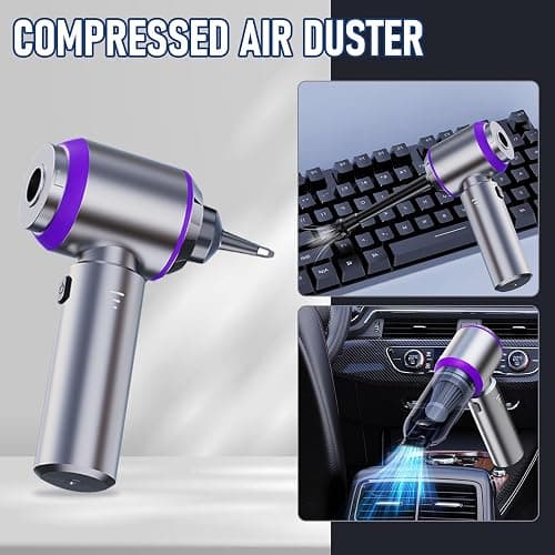 houscly Car Vacuum Portable Cordless 20000PA High Power Mini Vacuum Cleaner 4-in-1 Compressed Air Duster & Air Blower & Pump Hand Held Vacuum with Brushless Motor for Car, Home, Office,Camping thumbnail 4