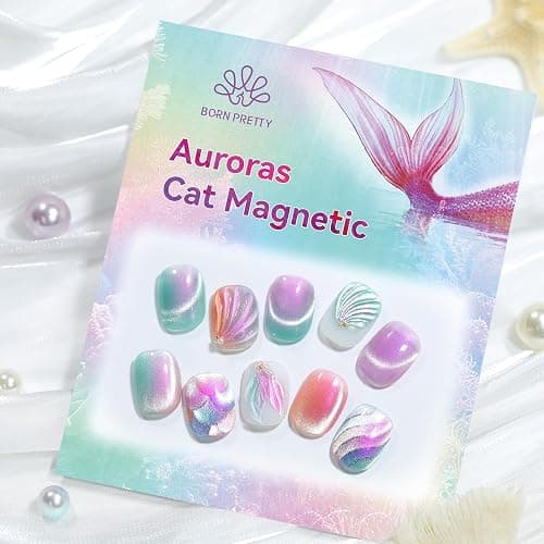 Born Pretty Magnetic Gel Nail Polish Set,Pastel Coral Sea Magnetic Eye Gel Jelly Glass Crystal Magnetic Gel Polish Nail Art Manicure Kit 6PCS thumbnail 2