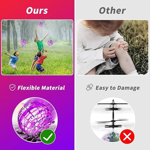 Hoofun Boomerang Hover Ball - 2024 Flying Orb Ball Toys with RGB Lights, 360° Rotating Flying Spinner Mini Drone, Magic Ball Toy, Cool Stuff for Boys Girls Teenager(Purple) thumbnail 4