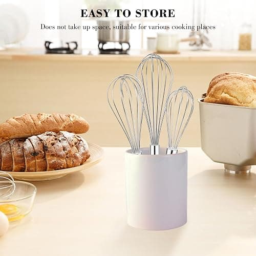 NileHome Stainless Steel Whisk Set 8" 10" 12" Kitchen Whisk Balloon Whisk Kitchen Wisk Wire Whisks for Cooking, Whisking, Blending, Beating, Stirring-3 Pack… thumbnail 2