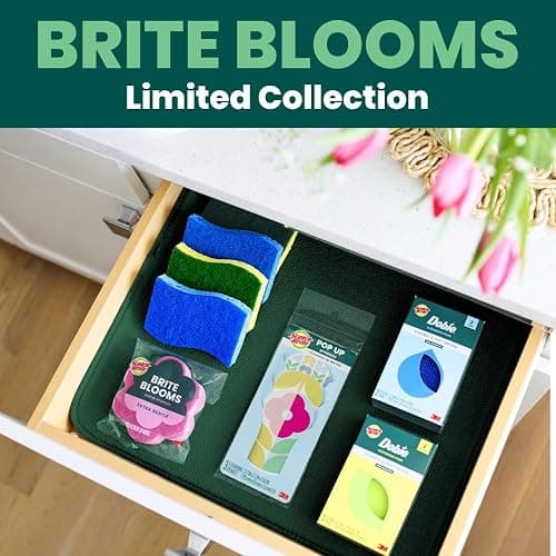 Scotch-Brite Brite Blooms Extra Gentle Scrub Sponge, Dishwasher-Safe Kitchen Sponge for Cleaning Delicate Surfaces, Pink Spring Flower Dish Sponges Made with 100% Recycled Fibers thumbnail 10