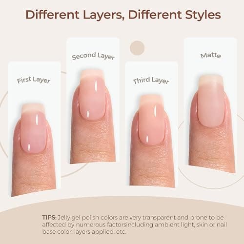 AILLSA Nude Gel Polish - Jelly Gel Nail Polish Nude Pink Translucent Soak Off U V Gel Polish Neutral Color Nail Gel Polish for Nail Art French Manicure at Home 0.51 Fl Oz GB60 thumbnail 3