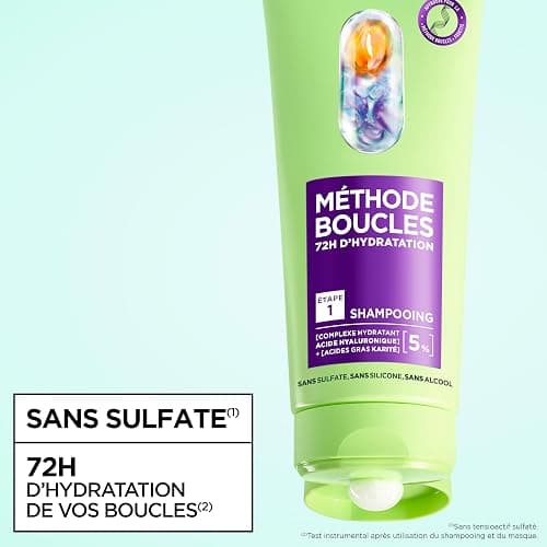 Garnier Fructis Méthode Boucles Routine 3 Produits Cheveux Bouclés | Acide hyaluronique & karité, Hydratation 72h, Shampooing masque gelée, Tenue flexible longue durée thumbnail 4