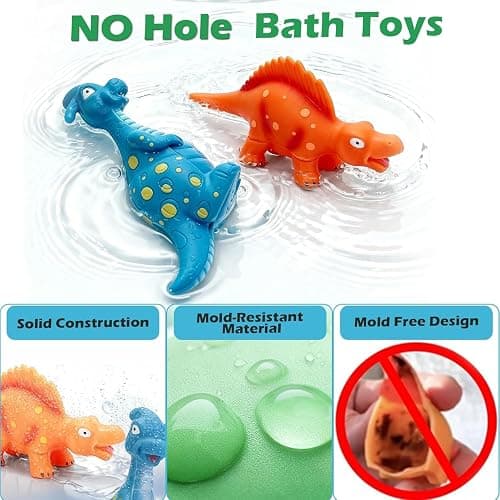 Color Changing Dinosaur Bath Toys: No Hole Mold Free Bath Toys for Kids Ages 3-5 & 4-8 | Magic Water Activated Bathtub Dino Play Set for Toddler Boys Girls thumbnail 4