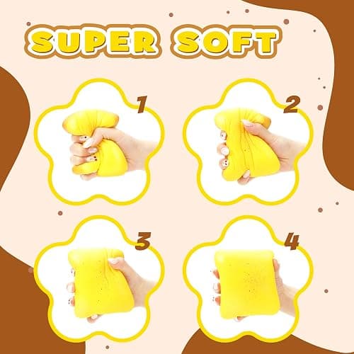 3 Pack Slow Rising Squishy Butter Bread, Realistic Bread Squishies with Butter Scent, Soft Sticky Squishy Toy, Stress Relief Fidget for Focus, Popular Squishies Gift Party Favor thumbnail 5