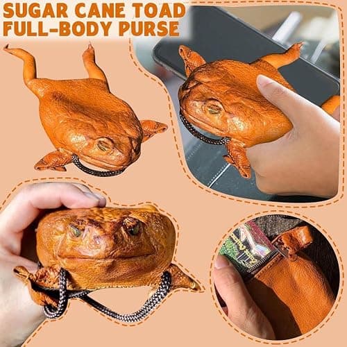 Stylebest Cane Toad Full Body Wallet, Latex Purse with Lanyard for Credit Cards and Cash, Stylish Retro Design Friends, 24x13.5cm (Pink money bag) thumbnail 5