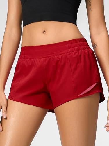 MCEDAR Women's Running Shorts Low Waisted 2.5"，Lightweight Active Workout Quick Dry Gym Athletic Sports Shorts Zip Pocket thumbnail 5