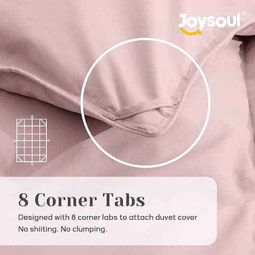 Joysoul Queen Size Down Comforter - All Season Ultra Soft Goose Down & Feather Fiber Fill, Luxury Hotel Pink Duvet Insert with Corner Tabs (88" X 88") - Pink - Full/Queen thumbnail 4