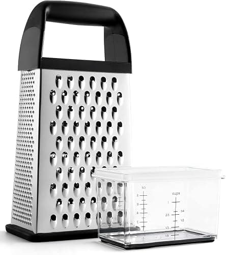 Urbanstrive Cheese Grater With Container Box Grater Stainless Steel Graters for Kitchen Cheese Shredder Parmesan Shredder Kitchen Gadgets Kitchen Tools Kitchen Gifts for Chef Dishwasher Safe Zester - Image 1