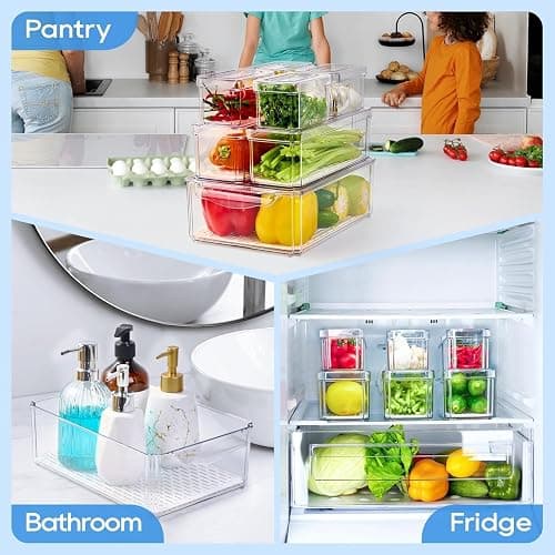 IVODEELA 14 Pack Fridge Organisers with Lids thumbnail 7