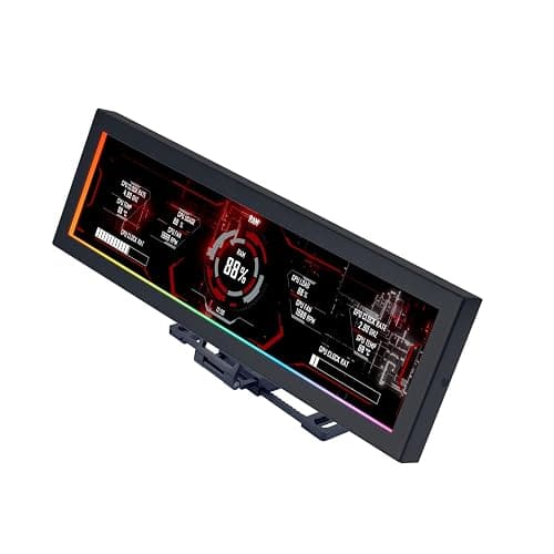 Lian Li 8.8" Universal Screen for PC - Adjustable Mounting for Any Computer Setup - Customizable ARGB Frame - PC Temperature Display Panel - LCD Screen Display - Mini Monitor - SM088X (US88 v1 Black) - Image 1