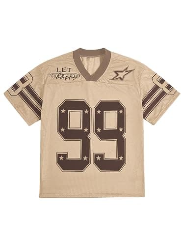 SOLY HUX Jersey Baggy Shirts Graphic Tees Oversized V Neck Tshirts - Image 1