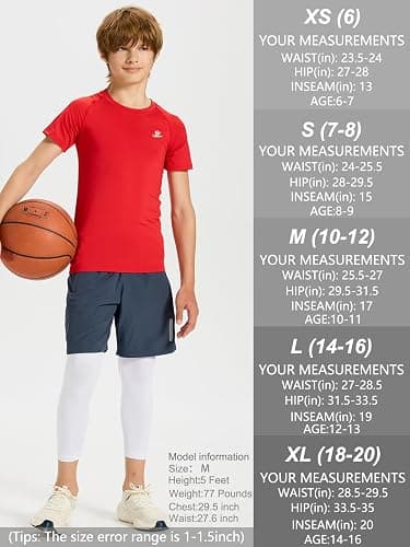 DEVOROPA Boys Leggings Youth Compression Pants Sports Tights Basketball Football Baseball Soccer Baselayer Slim/Regular/Husky thumbnail 7