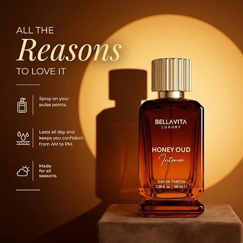Bellavita Luxury Honey Oud Intense Eau De Parfum | Long-Lasting Unisex Perfume | 100 ml | Honey, Oud, Vanilla & Amber Fragrance | Rich Oriental Woody Perfume for Men & Women thumbnail 5