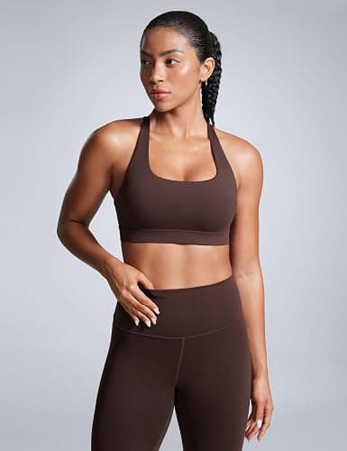 CRZ YOGA Butterbreeze Square Neck Sports Bras for Women - Strappy Thin Straps Workout Traning Padded Gym Halter Cami Top thumbnail 2