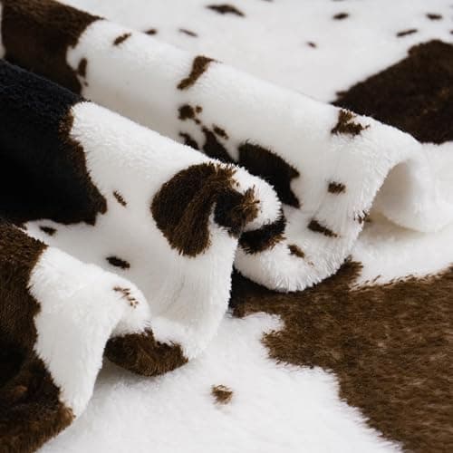 Vessia Throw Blanket Cow Black and Brown for Couch, Bed, Sofa, Soft Cozy Blanket for All Seasons, Lightweight and Comfy Cow Flannel Fleece Animal Home Decor for Kids Women Adults 50x70 inches thumbnail 7