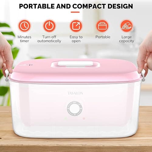TASALON Hot Towel Steamer for Facials, Hot Towel Warmer Quickly Heats Up in 5 Minutes, Portable Towel Machine Fits 16 Mini Towels, Salon Equipment Towel Warmer for Facials, Spa, Massage, Pink thumbnail 4