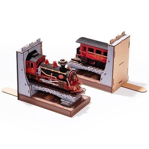Rolife 3D Puzzles for Adults DIY Book Nook Kit Wooden VintageTrain Decorative Bookends 6.5" Model Building Kit Crafts for Adults Gifts for Boys Girls thumbnail 9