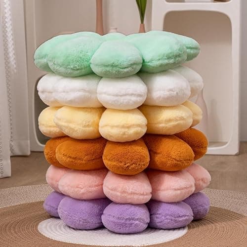 Aryan Coussin Fleur, Coussins Décoratifs Blancs, Coussin de Sol Mignon, Coussins Décoratifs Preppy pour la Chambre, Canapé ou Sofa 38 cm thumbnail 4