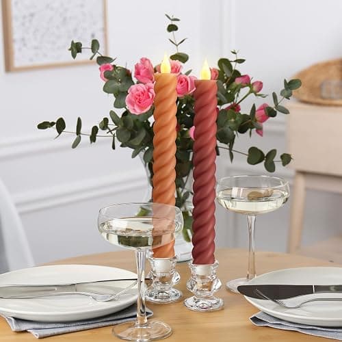 Baquler 6 Pcs Fall Flameless Taper Candle Twisted LED 9.65 Inch Fall Taper Candles Battery Operated Twisted Candlesticks for Thanksgiving Harvest Wedding Birthday Home Party Dinner Fireplace Decor thumbnail 4