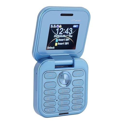 Brrnoo Flip Small Cell Phone Dual Nano SIM Media Player HD Rear Camera LED Flashlight GSM Network Seniors (Blue) thumbnail 3