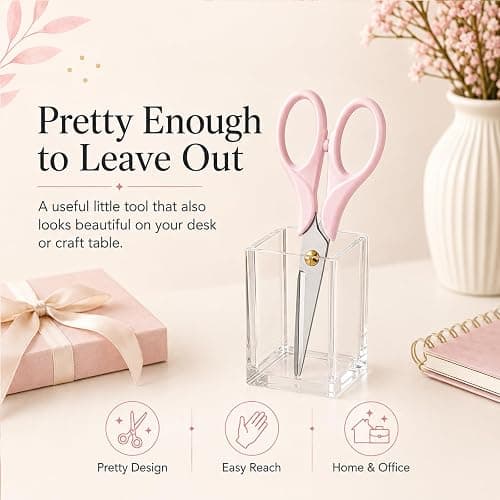 Aesthetic Pink Acrylic Scissors, 6.3" Craft Shears with Sharp Stainless Steel Blades for Home Office & School, Cute Stationery Tools for Bullet Journaling, Scrapbooking & Gift Wrapping thumbnail 5