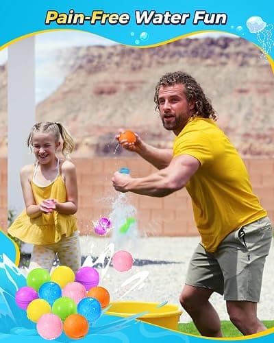 SOPPYCID Reusable Water Balloons for Kids,12 PCS Magnetic Refillable Water Bombs Pool Toys, Outdoor Water Toys Self-Sealing Splash Balls for Kids & Adult Activities, Summer Fun Party Games thumbnail 8
