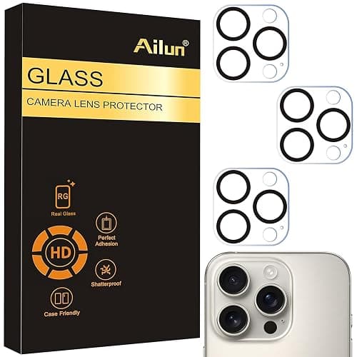 Ailun 3 Pack Camera Lens Protector for iPhone 15 Pro & iPhone 15 Pro Max | Tempered Glass, Ultra HD, Anti-Scratch, Does not Affect Night Shots - Image 1