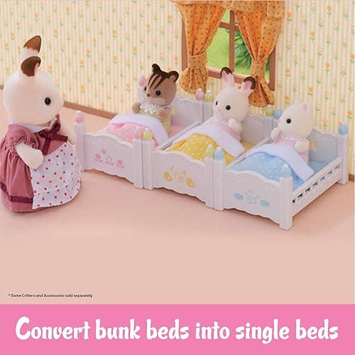 Calico Critters Triple Baby Bunk Beds - Dollhouse Furniture Set for Ages 3+ thumbnail 5
