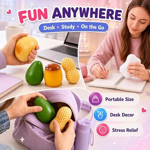 5 Pack Crunchy Squishy Asmr Bead Filled, Crunchy Squeeze Stress Ball Potato Peanut Pudding Mango Soap Crunchy Squishy Realistic Non Rebound Moldable Party Favor Gifts for Adults (5pcs-B) thumbnail 6