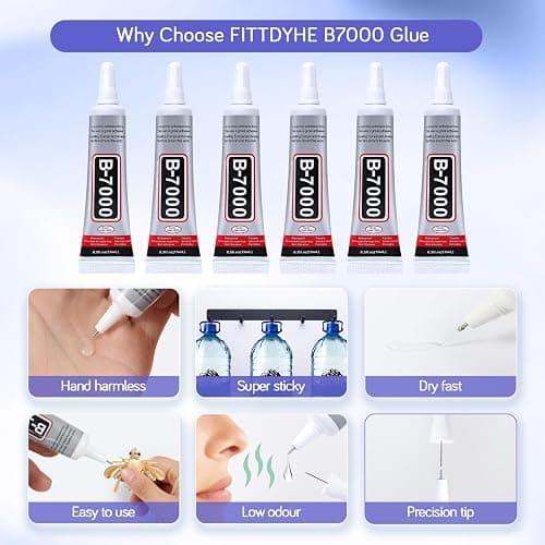 FITTDYHE 6PCS Jewelry Glue - 15ML/0.5fl oz Clear DIY Craft Glue for Rhinestones, Waterproof Strong Bond Adhesive for Phone Repair, Nail Art, Shoes, Fabric, Metal, Glass thumbnail 4