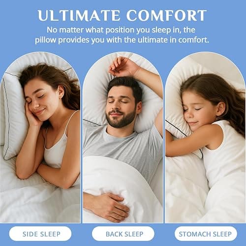 JOLLYVOGUE Pillows Queen Size Set of 4, Cooling and Supportive Bed Pillows with Super Soft Down Alternative Fill, Hotel Quality for Side, Back, and Stomach Sleepers, 4 Pack - Queen - 4 thumbnail 7