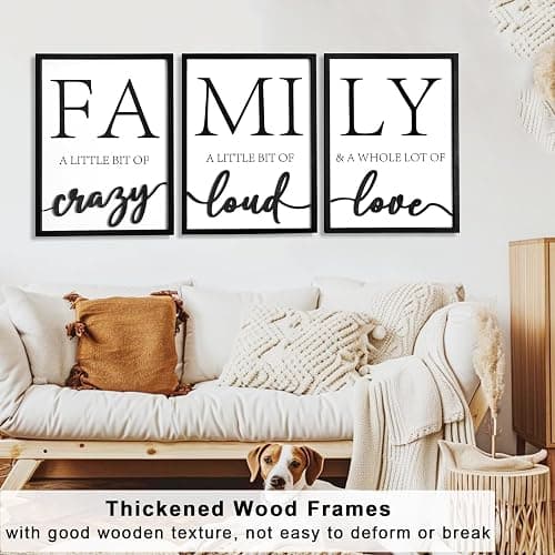 3D Wood Family Wall Decor, 36" x 16" Framed Family Sign Wall Art, 3D Pictures for Living Room (Ready to Hang, 12x16 inches, Set of 3, Framed) thumbnail 4