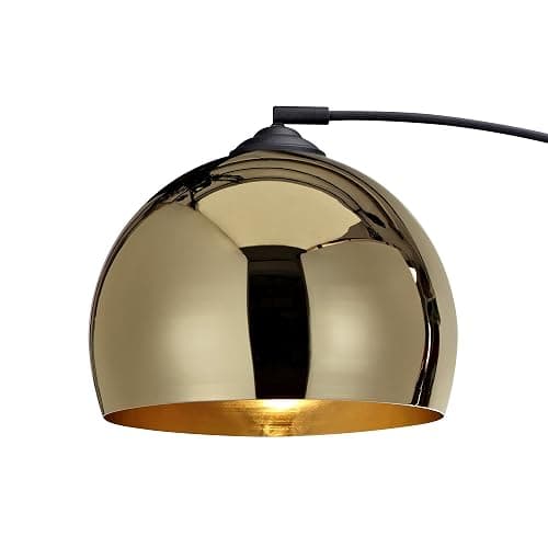 Teamson Home Arquer 66.93" Arc Floor Lamp for Living Rooms, Home Offices, Dining Rooms, Bedrooms with Faux Black Marble Base and Gold Bell Shade thumbnail 4