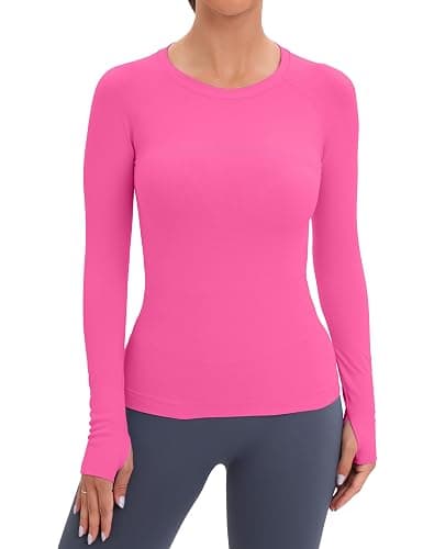 MathCat Workout Seamless Shirts for Women Long-Sleeved Yoga Running Breathable Thumb Holes Tops thumbnail 2
