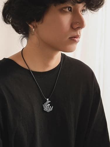 HAQUIL Mushroom Crescent Moon Necklace Simulation Moon Mushroom Pendant Choker for Vegetables Jewelry thumbnail 3