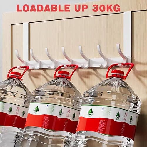 CASPLUS Over Door Hooks, Heavy Duty Over Door Hanger, 12 Door Hooks for Coats, Hats, Bags, Clothes, Towels, White thumbnail 5