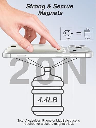 TopMade for Magsafe Wallet, Strongest Magnetic Card Holder for iPhone 17, iPhone 16/15/14/13/12 Series, Leather Magnetic Phone Wallet with Powerful Magnets, RFID Blocking, Fit 4 Cards, Milky White thumbnail 2