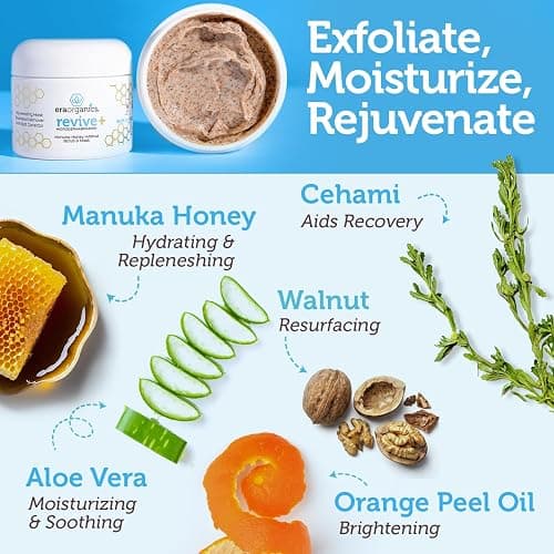 Manuka Honey Exfoliating Face Scrub – Gentle Microdermabrasion Face Exfoliator to Help Smooth, Soften & Balance with Moisturizing Organic Superfoods 2oz thumbnail 2