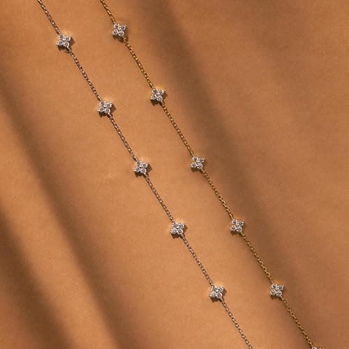 CUEZIY Dainty Necklaces for Women Cute Station Choker Necklace Cubic Zirconia Simulated Diamond Necklace Simple Layering CZ Necklace Trendy Jewelry Gifts thumbnail 6