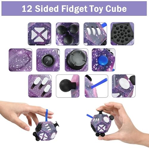 VCOSTORE Fidget Cube with 12 Sides, Original Fidget Toys Cube, Adult Infinity Magic Toys, Anti Stress Cube for Children and Adult with ADHD, ADD, ASD, ADHD thumbnail 4