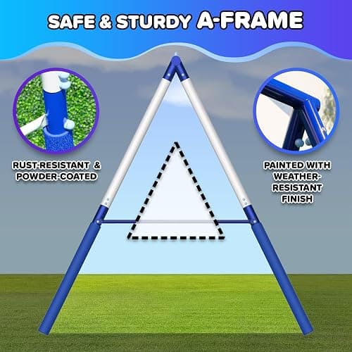 Sportspower Arcadia Metal Swing Set for Kids – Trapeze, 2-Person Glider, 5ft Slide, Anchor Kit, 6.1ft Durable Steel Frame – Outdoor Backyard Playset with 600 lbs Capacity thumbnail 6
