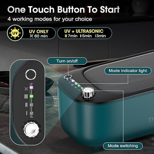 Ultrasonic Jewelry Cleaner, Jewelry Cleaning Machine Smart Variable Frequency 47KHz - 50KHz, Professional Sonic Cleaner with UV for Rings, Glasses, Watches, Dentures, Retainer, Earrings, Necklaces thumbnail 6