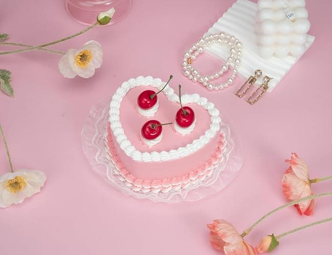 Stylor Coquette Room Decor Aesthetic, Heart Shaped Jewelry Box for Girls, Fake Cherry Pink Cake, Cute Kawaii Decorative Storage Accessories. thumbnail 5
