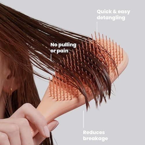 Tangle Teezer Ultimate Detangler Brush, Straight to Wavy, Apricot | Patented two-tier, regular-flex teeth reduce breakage & split ends on wet or dry hair; Shower-friendly hairbrush for all ages thumbnail 4