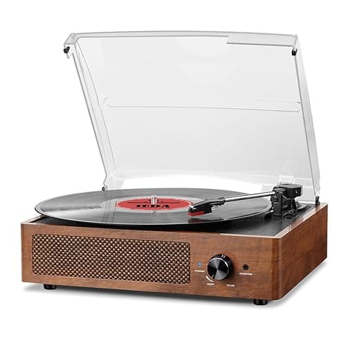 FEKTIK Record Players Vintage Turntable for Vinyl Records with Speakers Belt-Driven Turntables Support 3-Speed, Bluetooth Wireless Playback, Headphone, AUX-in, RCA Line LP Vinyl Players