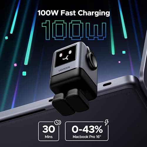 UGREEN Uno 100W USB C Charger, 4-Port GaN Fast Charger with LED Screen, Tech Gifts for Men Women, for MacBook Pro/Air 2025, iPad Pro, iPhone 17/16, Galaxy S25/S24, Pixel 10/9, Steam Deck, ROG Ally thumbnail 2