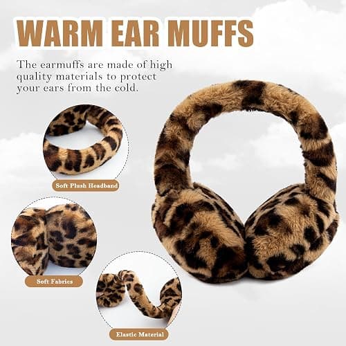POMIJIAN Winter Ear Muffs for Women Girls Faux Fur Cute White Earmuffs Fluffy Ear Warmers Foldable Ear Covers Outdoor thumbnail 4